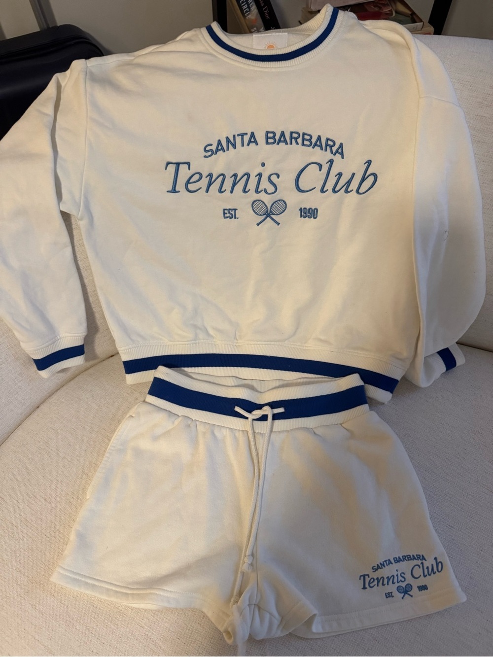 New Tennis Club Women's Sport Set - Cream with Blue Trim